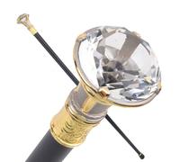 Luxury Metal Walking Cane with Crystal Diamond Head - Royal King Scepter 35.8 Inch for Cosplay, Formal Events (Gold, Silver)(Gold,Single section)