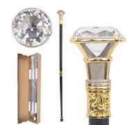 Luxury Metal Walking Cane with Crystal Diamond Head - Royal King Scepter 35.8 Inch for Cosplay, Formal Events (Gold, Silver)(Gold,Double section)