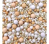 Luxury metallic Gold Nude Beige neutral White Rose Gold Christmas Sprinkles mix blend baby shower cupcakes cookies biscuits edible cake topper pearls wedding hen party decoration chocolate balls MOET