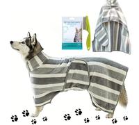 Luxury Microfiber Dog Bathrobe, Dog Towels for Drying Dogs, Super Absorbent Bath Robe with Belly Band, Adjustable Fit for Medium to Large Dogs (Grey, S)