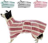 Luxury Microfiber Dog Bathrobe, Super-Absorbent Dog Towel with Adjustable Belly Band, Suitable for Puppies/Medium to Large Dogs(Pink,Small)