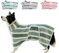 Luxury Microfiber Dog Bathrobe, Super-Absorbent Dog Towel with Adjustable Belly Band, Suitable for Puppies/Medium to Large Dogs(Green,Small)