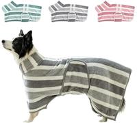 Luxury Microfiber Dog Bathrobe, Super-Absorbent Dog Towel with Adjustable Belly Band, Suitable for Puppies/Medium to Large Dogs(Grey,Medium)