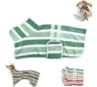 Luxury Microfiber Dog Bathrobe,Super Soft Absorbent Fast Drying Pet Towel Coat with Adjustable Belly Strap&Neck Snap,Striped Dog BathRobe Towel Drying Coat Dressing Gown for Bath Swimming Rain (B, XS)