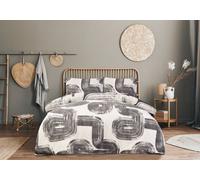 Sleepdown Abstract Brushstroke Reversible Duvet Set, Soft Microfiber, Elemental Geo Bold Design, 100% Polyester Bedding Set, King Duvet Cover (230 X 220 CM) with Pillowcase & Fitted Sheet, Black