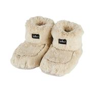 Luxury Microwavable Slipper Boots - Heat Up or Chill for Soothing Relief | Lavender Scented| Faux Fur Warmers for Women Reusable, Heatable, Freezable Booties | One Size (UK 3-8) (Almond)