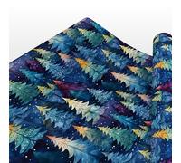 Luxury Midnight Christmas Wrapping Paper - Watercolour Fir Tree & Snowfall Design on Navy Background - Festive Woodland Gift Wrap Sheets or Rolls up to 6m - 100gsm FSC Certified Matte - 4M
