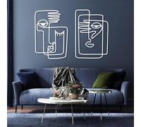 Luxury Minimalist Abstract Metal Wall Art, Premium Home Wall Decor, Picasso Linear,Face Line Art,Faces Home Living Room Housewarming Gift (White, 48''x35'' | 122x90cm)