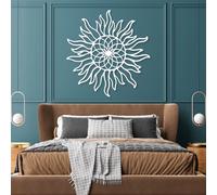 Luxury Minimalist Abstract Metal Wall Art, Premium Home Wall Decor,Sun,Spiral Sun Art, Sacred Geometry,Sparkle ation, Sunshine Sign, Mid Century Boho Artwork, Farmhouse (White, 31"x30" | 80x77cm)