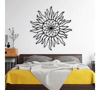 Luxury Minimalist Abstract Metal Wall Art, Premium Home Wall Decor,Sun,Spiral Sun Art, Sacred Geometry,Sparkle ation, Sunshine Sign, Mid Century Boho Artwork, Farmhouse (Black, 28"x26" | 70x67cm)