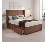 Luxury Mink Plush Milan Single Bed Frame With Mattress 54 Inches Wingback Headboard 2 Footend Storage Drawers