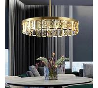Luxury Misty Crystal Copper Ceiling Chandeliers LED Lustras Hanging Lamps Modern Home Decoration Lights for Dining Room Decor(Natural Light,60cm)