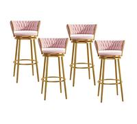 Luxury Modern Bar Stools 25.6" Height 360° Swivel Chrome Gold Metal Base Upholstered Kitchen Seating Set of 4 Perfect for Dining Room and Counter