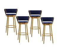 Luxury Modern Bar Stools 25.6" Height 360° Swivel Gold Chrome Metal Base Upholstered Perfect for Kitchen & Dining Room Set of 4 Elegant Design