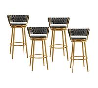 Luxury Modern Bar Stools 25.6" High Swivel Chairs with 360° Rotation Chrome Gold Metal Base Upholstered Seating for Kitchen & Dining Room Set of 4