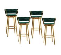 Luxury Modern Bar Stools 25.6" High Swivel Chairs with 360° Rotation Gold Chrome Metal Base Upholstered Dining Room Seating Perfect for Kitchen and Counter Set of 4