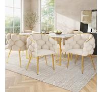 Luxury Modern Dining & Makeup Chairs, Bubble Style, Beige Upholstery, Gold Iron Legs, Elegant Living Room Seating, Stylish Salon Chairs, Comfortable and Chic Design