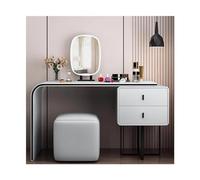 Luxury Modern Makeup Vanity Set with Mirror & Stool Stylish Dressing Table for Bedroom Furniture Chic Makeup Table for Girls' Room (Beige 80cm)