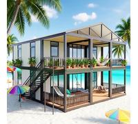 Luxury Modern Prefab Tiny Home 20FT&40FT 2-Story Expandable Container House Prefabricated Modular Home with 2-4 Bedrooms with Kitchen Bathroom Customizable Mobile Portable Office to Live in for Adults