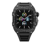 luxury modification kit carbon fiber case for apple watchband 45mm 44mm rubber+metal strap for iwatch series7 se 6 5 4 cover diy