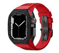 Luxury Modification Kit Fluororubber Strap Carbon Fiber Case Diy Mod Kit,For 8 7 SE 6 5 4 44mm 45mm Series Band