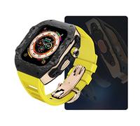 Luxury Modification Kit for 8 Ultra 49mm Fluorine Rubber Strap Carbon fiber Case for Iwatch 8 7 6 5 4 SE 45mm 44mm