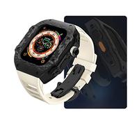 Luxury Modification Kit for 8 Ultra 49mm Fluorine Rubber Strap Carbon fiber Case for Iwatch 8 7 6 5 4 SE 45mm 44mm