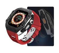 Luxury Modification Kit for 8 Ultra 49mm Fluorine Rubber Strap Carbon fiber Case for Iwatch 8 7 6 5 4 SE 45mm 44mm