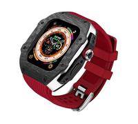 Luxury Modification Kit for 8 Ultra 49mm Fluorine Rubber Strap Carbon fiber Case for Iwatch 8 7 6 5 4 SE 45mm 44mm