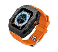 Luxury Modification Kit for 8 Ultra 49mm Fluorine Rubber Strap Carbon fiber Case for Iwatch 8 7 6 5 4 SE 45mm 44mm