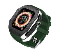 Luxury Modification Kit for 8 Ultra 49mm Fluorine Rubber Strap Carbon fiber Case for Iwatch 8 7 6 5 4 SE 45mm 44mm