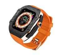 Luxury Modification Kit for 8 Ultra 49mm Fluorine Rubber Strap Carbon fiber Case for Iwatch 8 7 6 5 4 SE 45mm 44mm