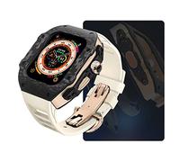 Luxury Modification Kit for 8 Ultra 49mm Fluorine Rubber Strap Carbon fiber Case for Iwatch 8 7 6 5 4 SE 45mm 44mm