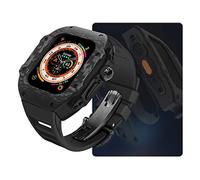 Luxury Modification Kit for 8 Ultra 49mm Fluorine Rubber Strap Carbon fiber Case for Iwatch 8 7 6 5 4 SE 45mm 44mm