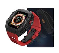 Luxury Modification Kit for 8 Ultra 49mm Fluorine Rubber Strap Carbon fiber Case for Iwatch 8 7 6 5 4 SE 45mm 44mm