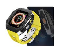 Luxury Modification Kit for 8 Ultra 49mm Fluorine Rubber Strap Carbon fiber Case for Iwatch 8 7 6 5 4 SE 45mm 44mm