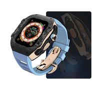 Luxury Modification Kit for 8 Ultra 49mm Fluorine Rubber Strap Carbon fiber Case for Iwatch 8 7 6 5 4 SE 45mm 44mm