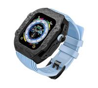 Luxury Modification Kit for 8 Ultra 49mm Fluorine Rubber Strap Carbon fiber Case for Iwatch 8 7 6 5 4 SE 45mm 44mm