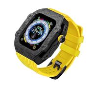 Luxury Modification Kit for 8 Ultra 49mm Fluorine Rubber Strap Carbon fiber Case for Iwatch 8 7 6 5 4 SE 45mm 44mm