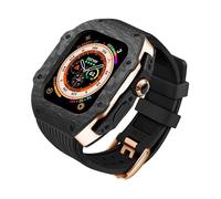 Luxury Modification Kit for Watch 8 Ultra 49mm Fluorine Rubber Strap Carbon fiber Case for Iwatch 8 7 6 5 4 SE 45mm 44mm