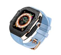 Luxury Modification Kit for Watch 8 Ultra 49mm Fluorine Rubber Strap Carbon fiber Case for Iwatch 8 7 6 5 4 SE 45mm 44mm