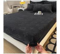 Luxury Monofloral Milk Velvet Fitted Sheet SetCozy Thickened Ultra Soft Queen Bed Sheets & Pillowcase Breathable Dark Gray 3Piece Bedding (70.8" x 78.7")