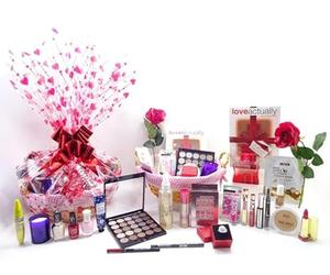 Luxury Mother's Day Beauty Pamper Hamper for Her with Makeup, Perfume, Candle, Red Rose & Crystal Ring. Lovers Day Gift