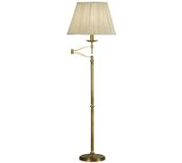 Luxury Moving Swing Arm Feature Floor Lamp Antique Brass & Beige Organza Shade Loops Metallics One Size