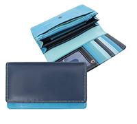 Luxury Multicolour Woman’s Leather Matinee Purse - RFID Blocking Women's RFID Blocking, Ladies Designer Wallet Popper Opening Soft Premium Leathers - Navy Blue