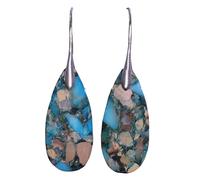 Luxury Natural Stone Fish Hoop Earrings for Women,Elegant Turquoise Boho Dangle Drop Earrings,Handmade Vintage Jewelry,Perfect H/oliday Gift for Girls and Ladies,Gifts f/or Women