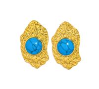 Luxury Natural Turquoise Stainless Steel Earrings for Women Irregular Geometric Charms Piercing Earring Gold Jewelry