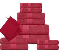 Luxury Nights 12 Piece Towels Bale Set - Premium Quality Water Absorbent Towel, 4 Face 4 Hand 2 Bath Towel & 2 Mitt Gloves, 500 GSM Washable Super Absorbent Multiple Colors Towels Set (Red)