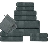 Luxury Nights 12 Piece Towels Bale Set - Premium Quality Water Absorbent Towel, 4 Face 4 Hand 2 Bath Towel & 2 Mitt Gloves, 500 GSM Washable Super Absorbent Multiple Colors Towels Set (Charcoal)