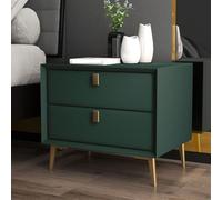 Luxury Nightstand Modern Simple Leather Bedside Table Solid Wood for Bedroom Dark Green 50x40x47 cmStylish and Functional Bedside Storage